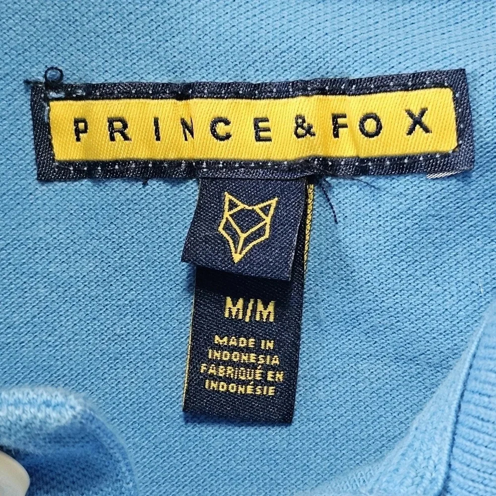 Prince & Fox Men M Polo Shirt Blue Cotton Tipped Collar Top Iconic Preppy Y2K - Picture 4 of 7
